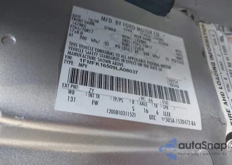 2009 Ford Expedition El Xlt z USA, uszkodzony, nr VIN 1FMFK16509LA08037